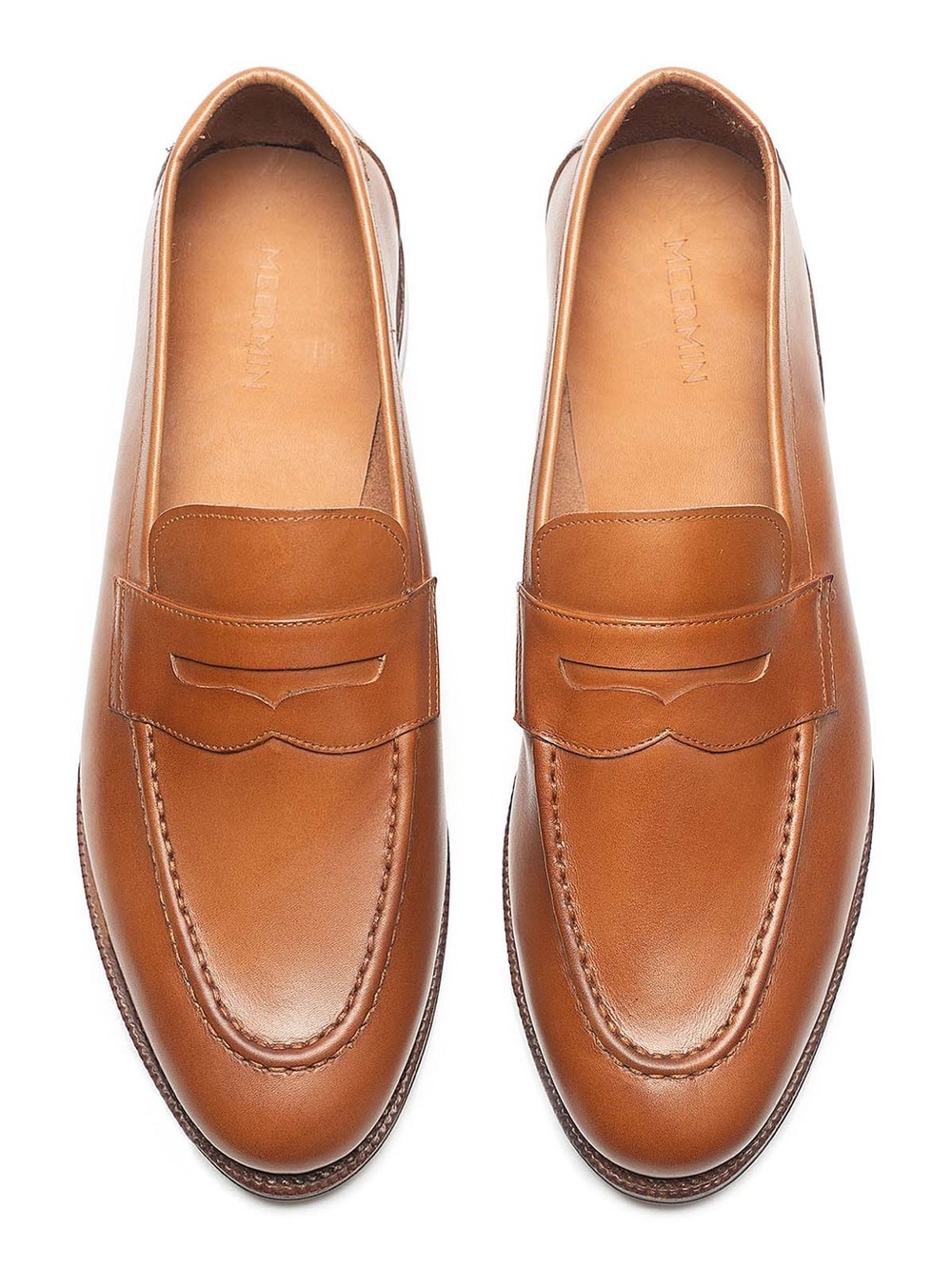 Meermin Men's Leather Penny Loafers - Tan